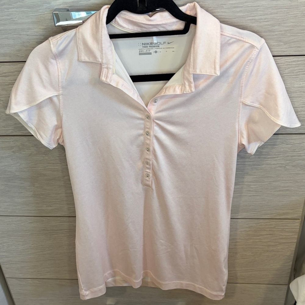 Nike Women's Pale Pink Button-Down Polo Shirt